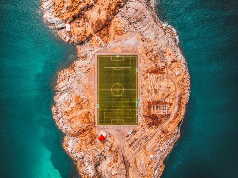 Coastal aerial photo edited with the Aerial Drone preset